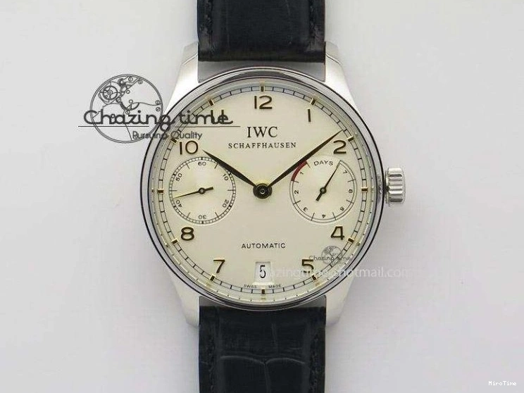 MIROTIME 0213 Portuguese Chrono SS ZF 1:1 Best Edition Gray Dial SS On Black Leather Strap A ZipUp 7215